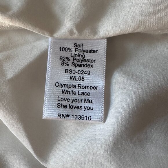 Women's M Show Me Your Mumu Olympia Romper White Chiffon Polka Dot Lined - Picture 11 of 12